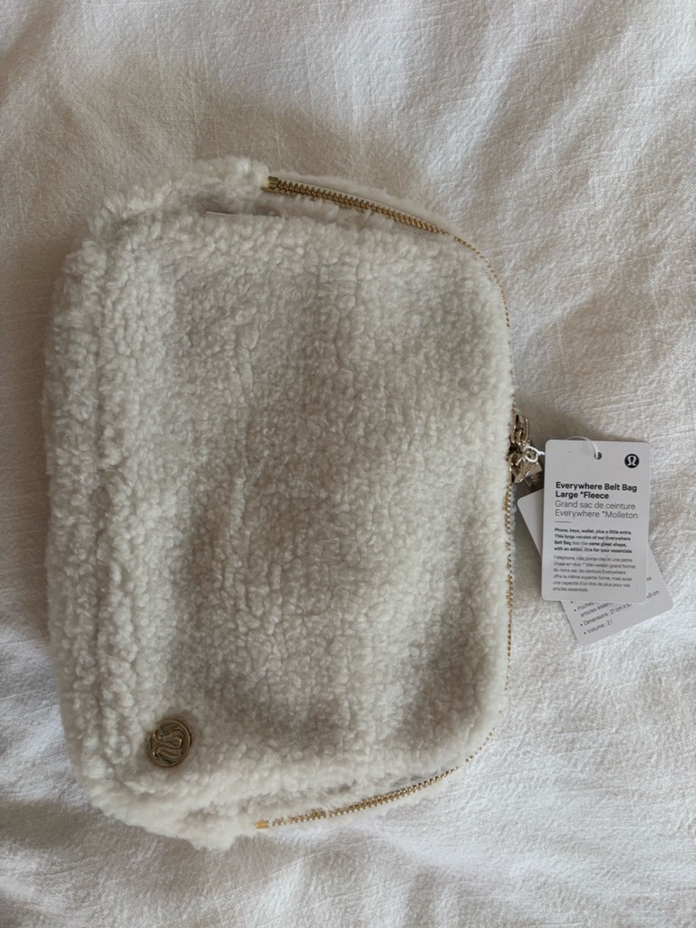 NWT Lululemon Everywhere Belt Bag Large Fleece Cream with Gold Hardware